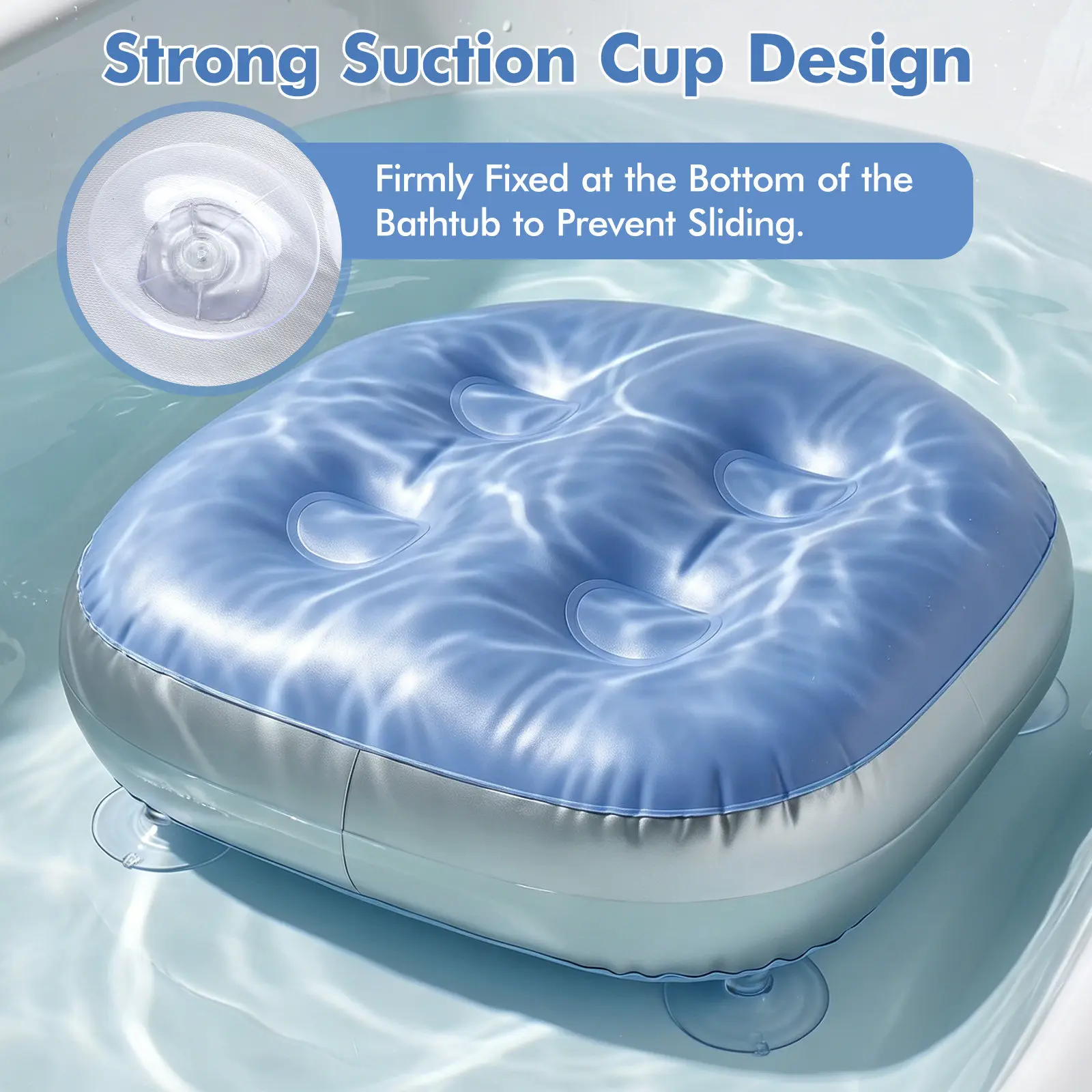 2pcs Inflatable Bath Cushion Seat Bath SPA Cushion Bathing Pool Inflatable Water Injection Dual-Purpose Cushion Tub Seat Pads