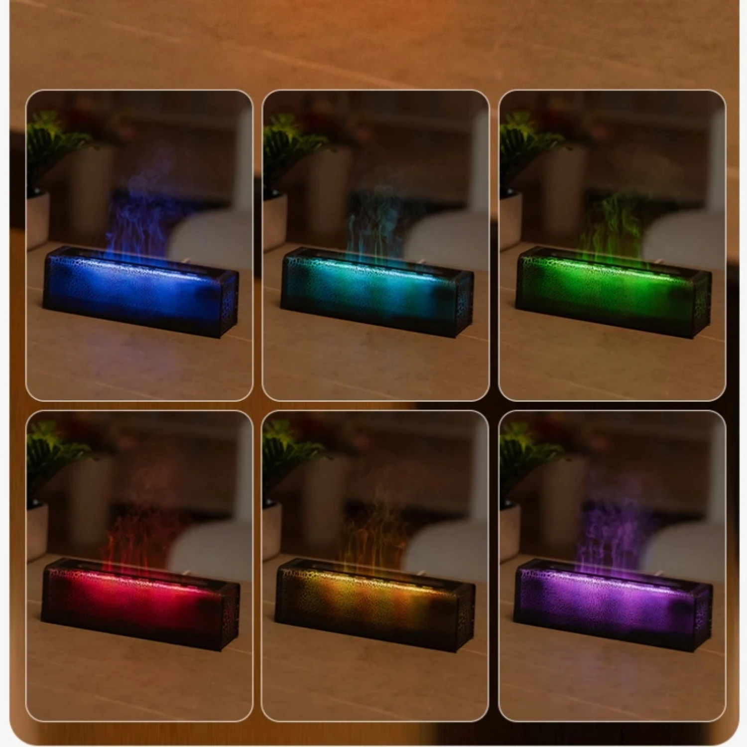 Colorful Simulated Flame Air Humidifiers USB Plug Fragrance Diffuser Desktop Ultrasound Essential Oil Aromatherapy Diffusers