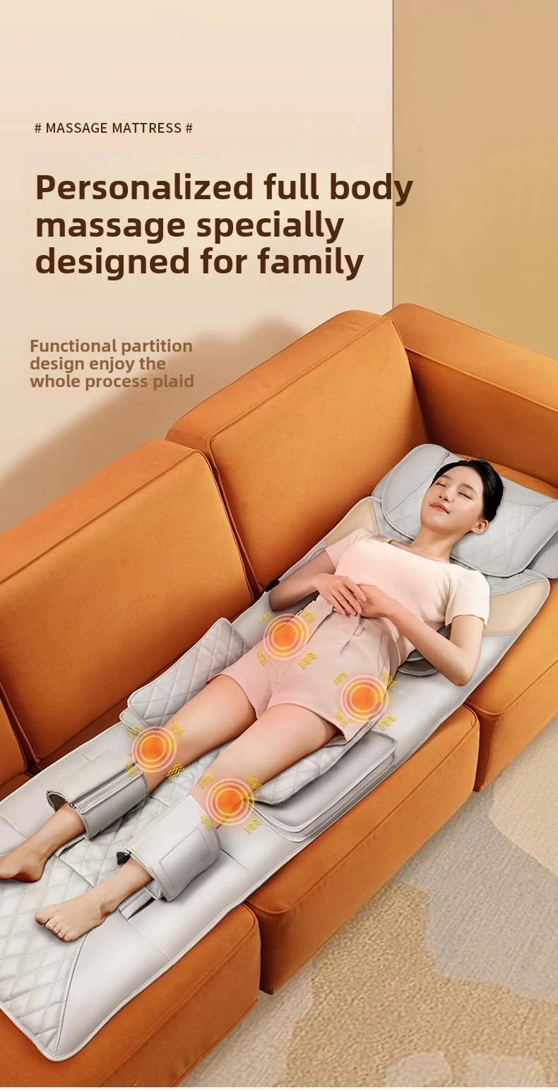 Increase Widen Lengthen Airbag Heated Neck Massager Full Body Massage Mat Mattress Traction Lumbar Vibration with Remote Control