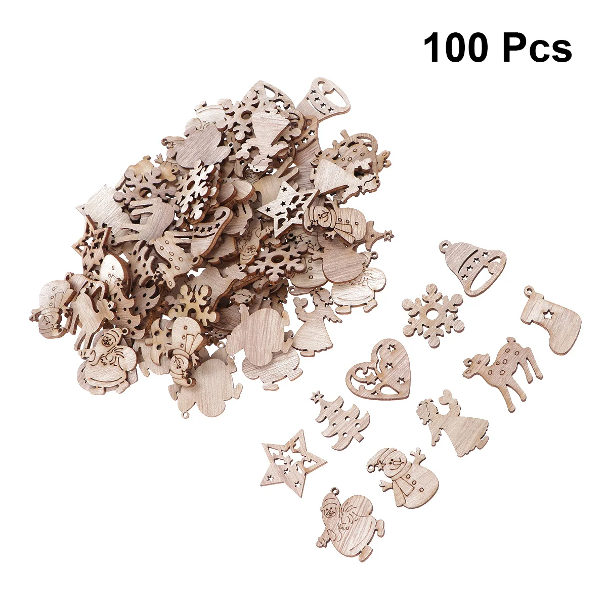 

100Pcs Wooden Christmas DIY Crafts Slices Vintage Color Painting Decorations for Tree Wall Table Hanging Accessories
