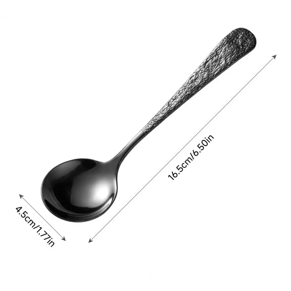 17CM Stainless Steel Spoon With Anti-Slip Grip Hammer Pattern Design Soup Rice Noodles Spoon Multifunctional Kitchen Tool Gadget