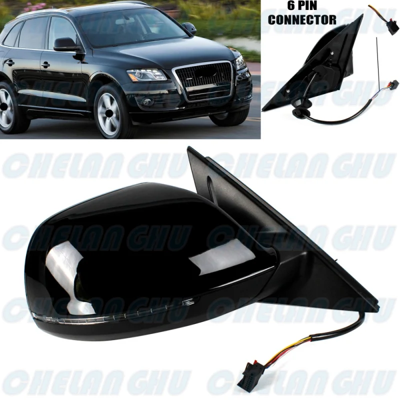 

Right Side 6 Pins Black Painted Heated Power Adjust Turn Lamp Mirror Assembly For Audi Q5 LHD 2009 2010 2011 2012 2013 2014 2015