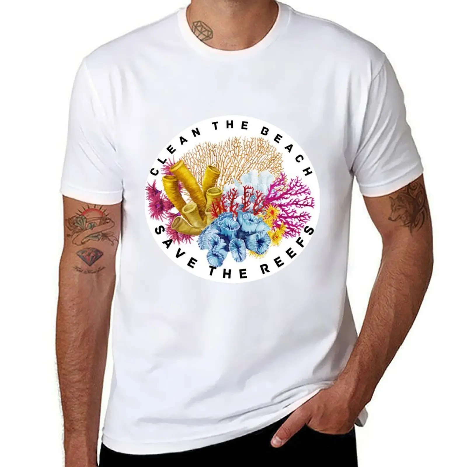 

clean the beach save the reefs climateactionrb T-Shirt t shirts for man pack white funny t shirts man T-Shirt
