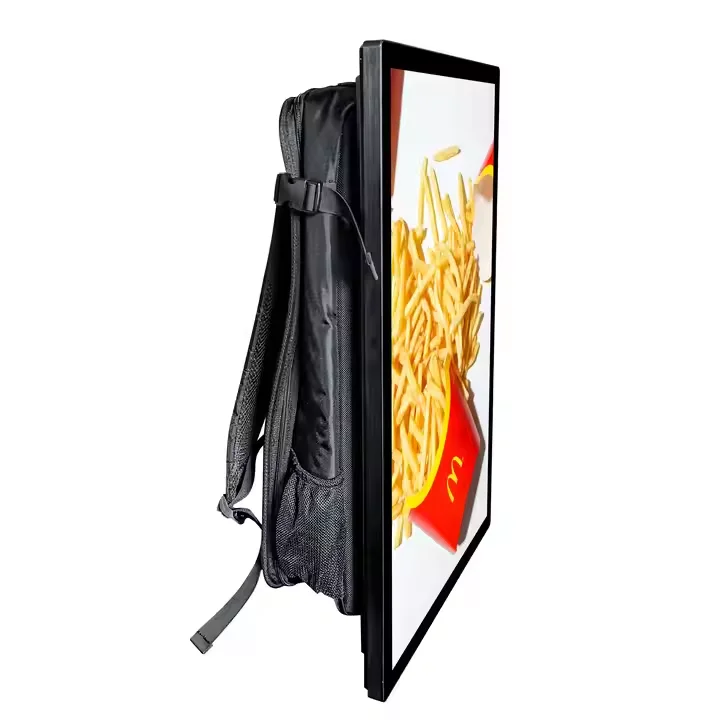 21.5 Inch LED Screen Outdoor Advertising Digital Signage Display Human Walking Backpack Digital Billboard Shopping Mall Elevator