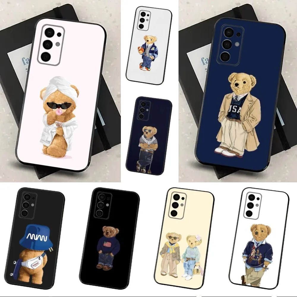 

Cute P-Polo B-Bear Cartoon Phone Case For Samsung Galaxy A91,A80,A73,A72 ,A71,A53A52,A32 ,A31A22,A21s,A20,Black Cover