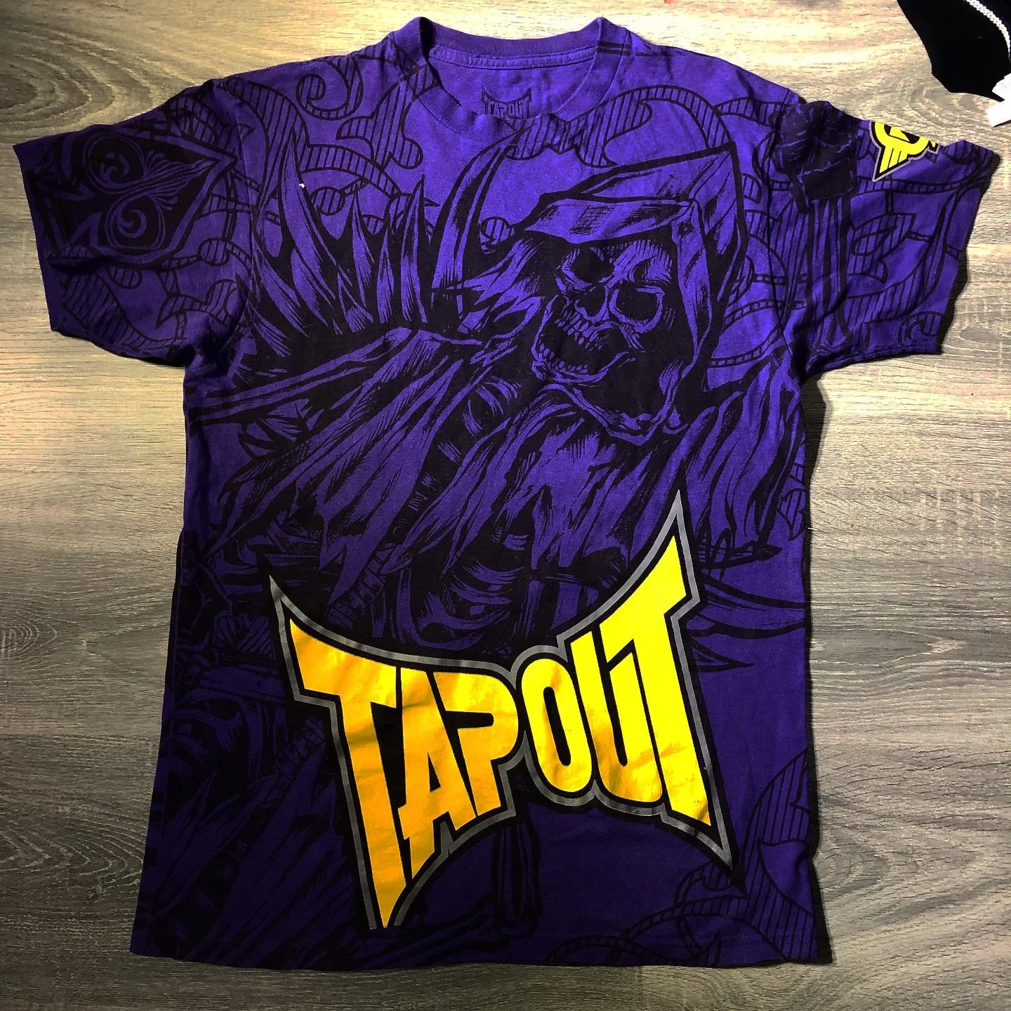 Purple Skull Tapout Trend T-Shirt Mens American Gothic Retro Personality Short Sleeve Harajuku Hip-Hop Rock StreetWear