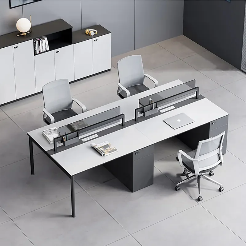 Simple Modern Office Desk Chair Set 4 6 Person Staff Table Workstation Cubicle Partition Screen