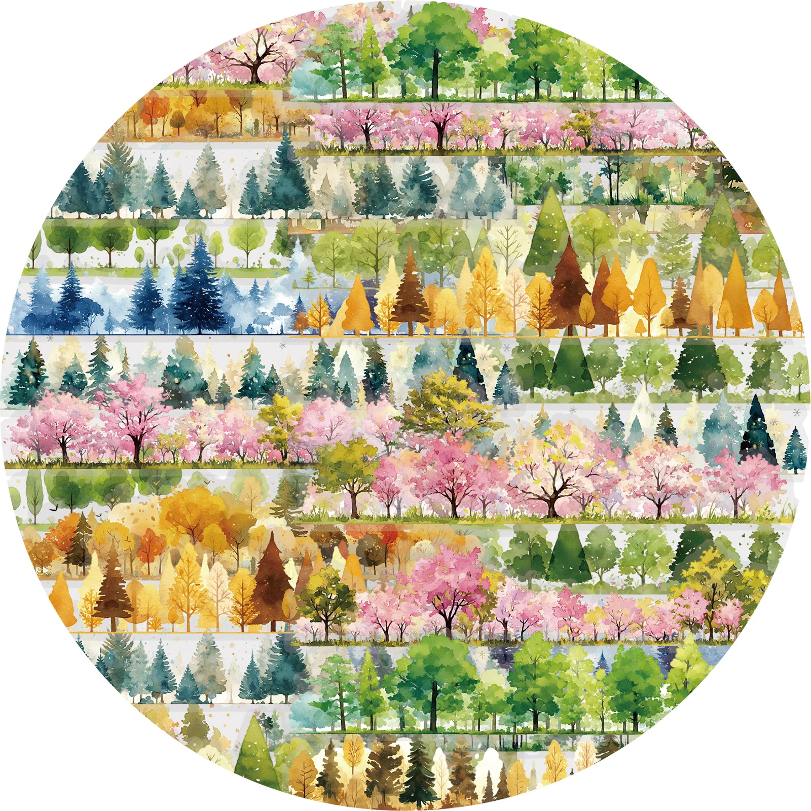 Etori Life 15Pcs Watercolor Forest Border Stickers High-Quality Four Seasons Forest Stickers Natural Scenery Journaling Materials for Vintage Scrapbooking Supplies, Laptop, Skateboard, Guitar, Suitcase, Pencil Case, Photo Album, Room Decoration, Party Decoration, School Supplies, Birthday Gifts, Waterproof Stickers, School Supplies, Posters, Magazines, Sealing Labels