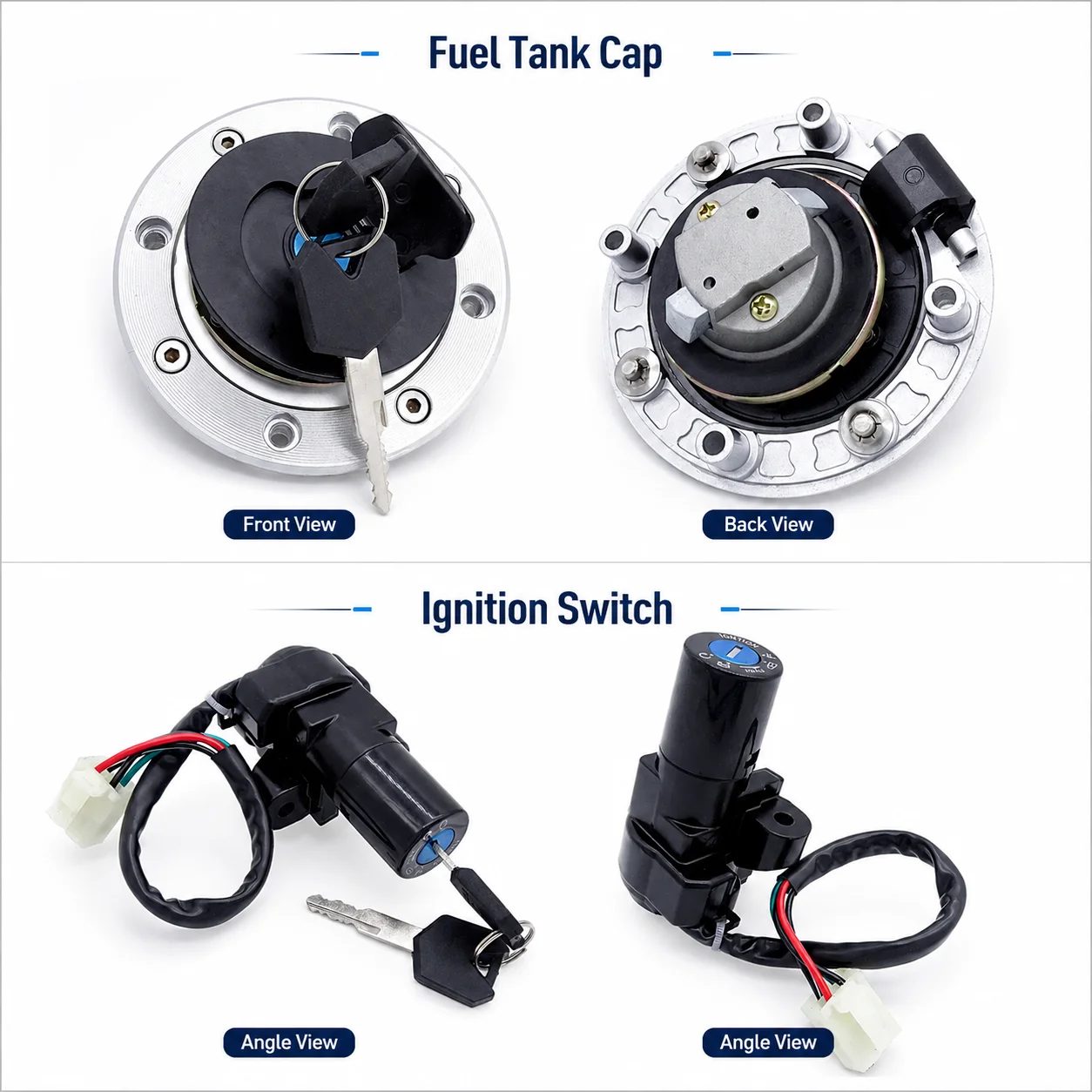 Ignition Switch Lock Fuel Tank Cap Kit With 2 Keys For Suzuki GSF250 GSF400 Bandit 250 400