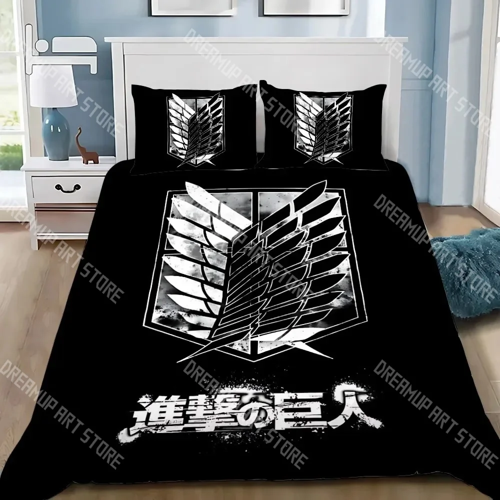 Fashion Anime Attack On Titan Bedding Set Single Twin Full Queen King Size Bed Set Kids Bedroom Duvetcover Sets Bed Sheet Set