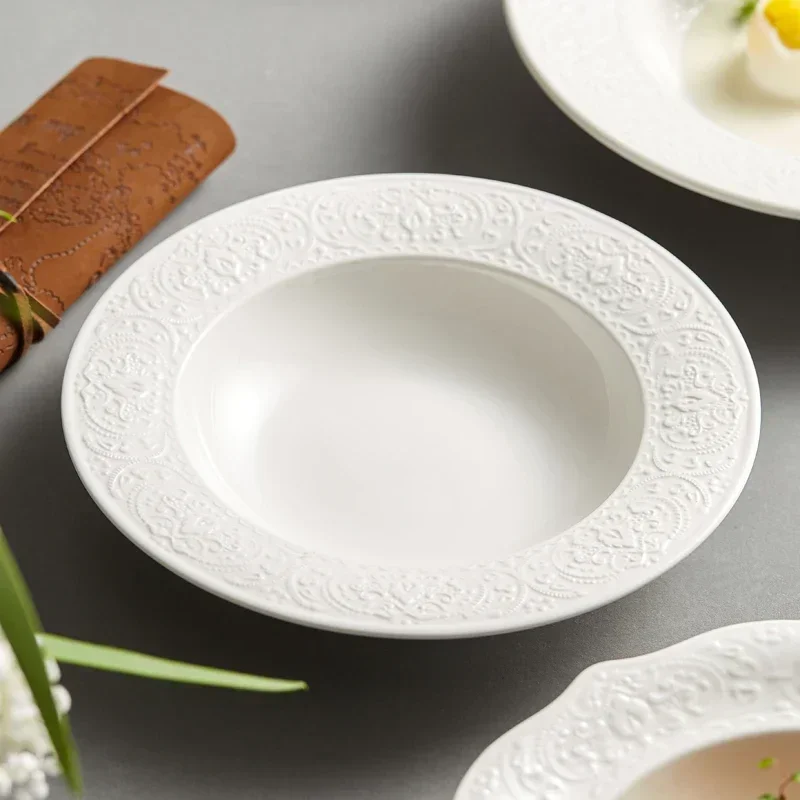 White western food plate straw hat soup plate household high-end  French dessert plate ins style