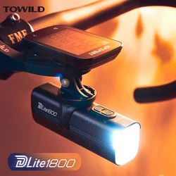 TOWILD DLite 1800 Przełącznik świateł drogowych / mijania Inteligentna lampka rowerowa Pilot zdalnego sterowania Bateria 5000 mAh Typ-C Akumulatorowa lampka rowerowa MTB