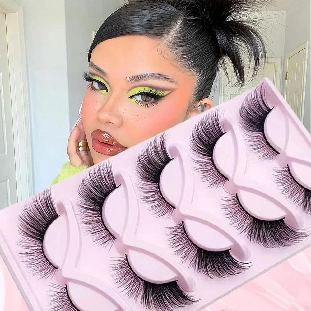 Winged Lashes mit Eyeliner-Effekt, 5 Paar, 3D Fluffy Fox Cat Eye, künstliche Wimpern, natürlich für alle Gelegenheiten