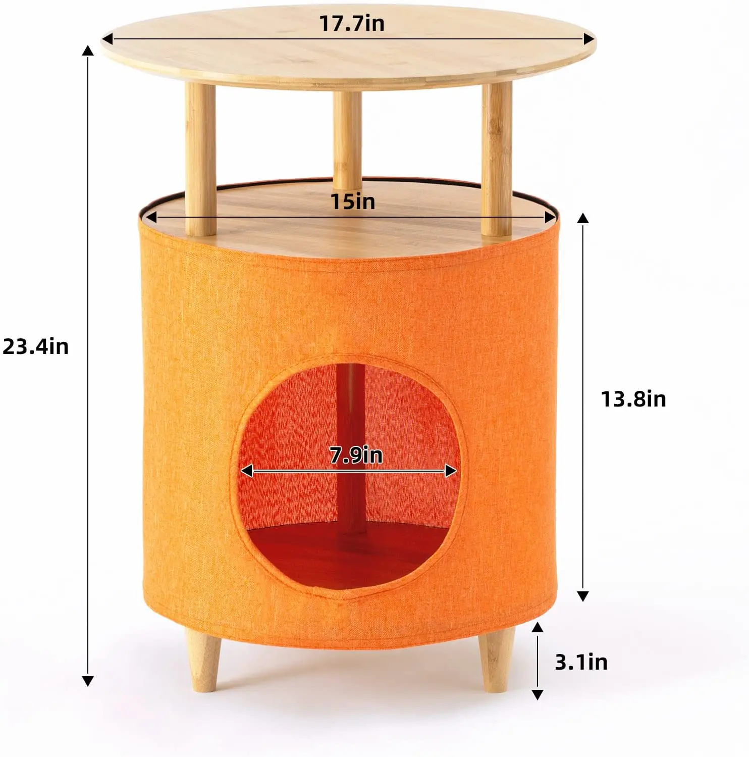 Hot Sale Round Side Table Accent Coffee Table Bedside Table With Cat House Cat Condos And Cat Bed For Living Room Bedroom