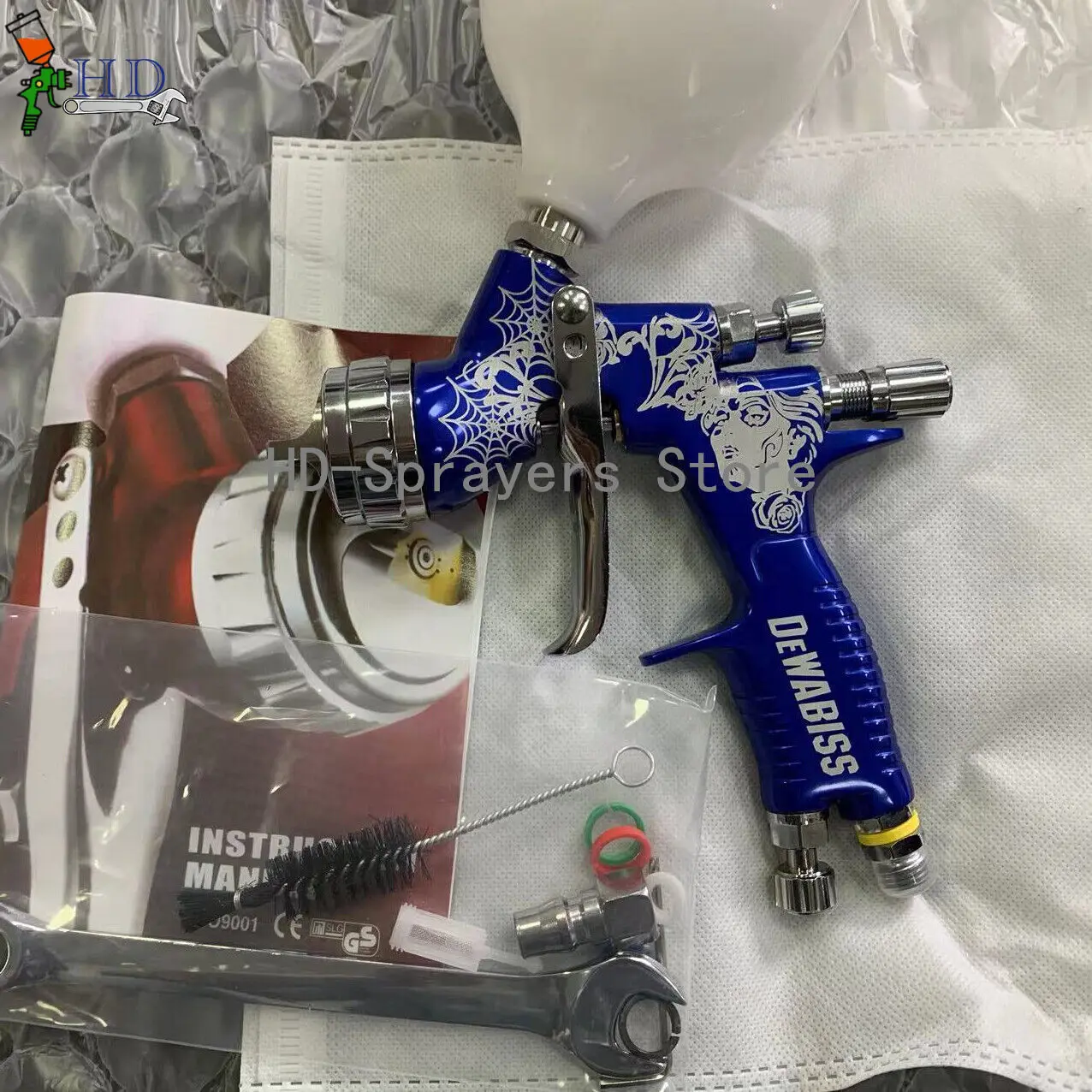 Blue spider Spray Gun TE20 1.3mm Nozzle 600ml cup HVLP Car Paint Tool Pistol Varnish and primer