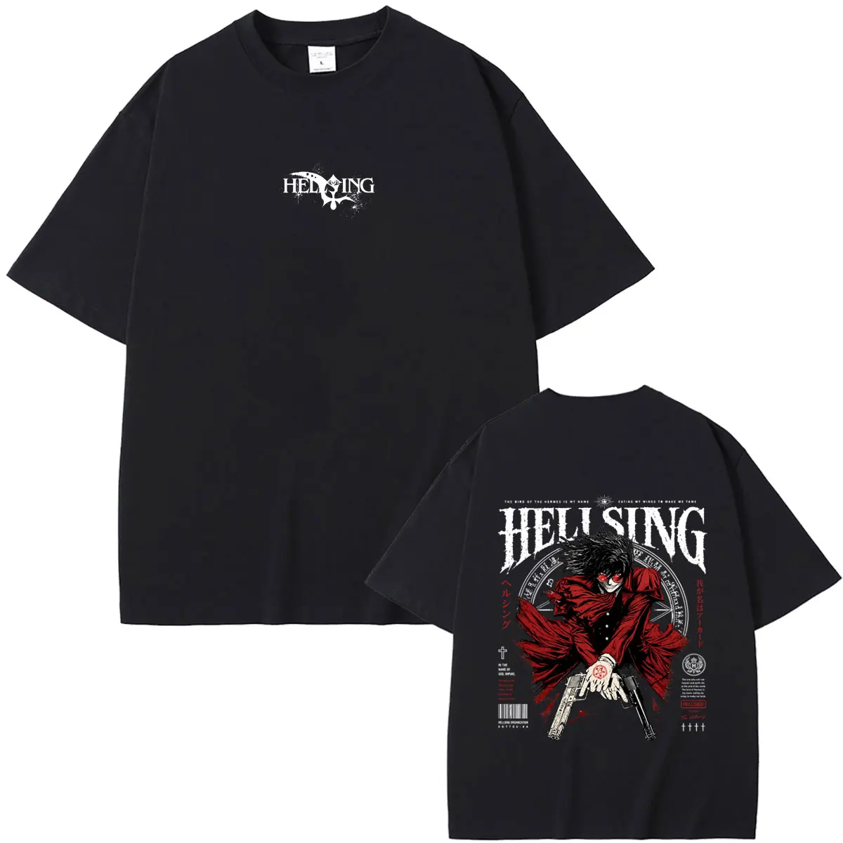 Anime Hellsing Vampire Alucard Graphic T Shirts Men Women Manga Gothic Rock Streetwear Unisex Horror Vintage Oversized T-shirt