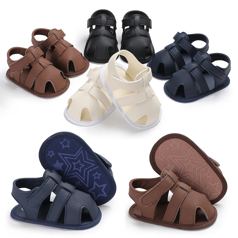 Soft Leather Sandals For Babies Aged 0-18 Months Summer Toe And Anti Kick Soft Soles Toddler Walking Shoes