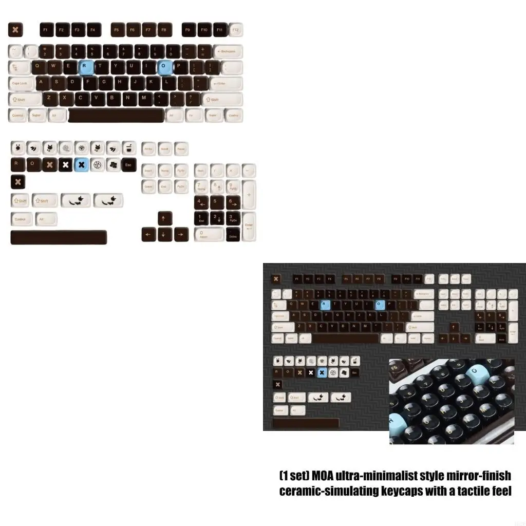 462E Universal Minimalist PBT Round Keycap MOA Height Keycaps for Mechanical Keyboards Mirror Smooth Surfaces