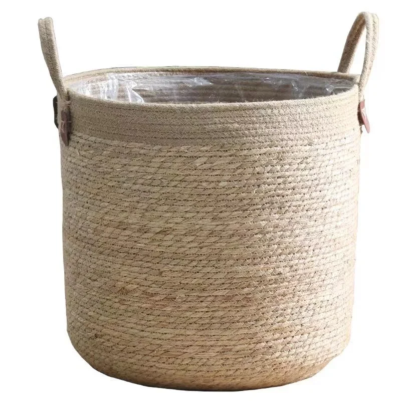 Wicker Planter Basket, Natural Seagrass Flower Pot ,Sundaries Storage Baskets, Toy Holders Home Garden Decoration