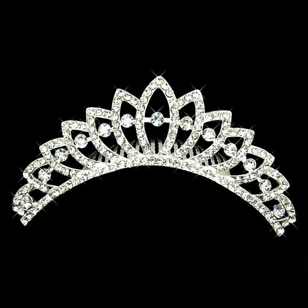 

Women Hair Comb 11cm Silver Alloy Rhinestone Flower Design Wedding Bridal Party Prom Accessory Elegant