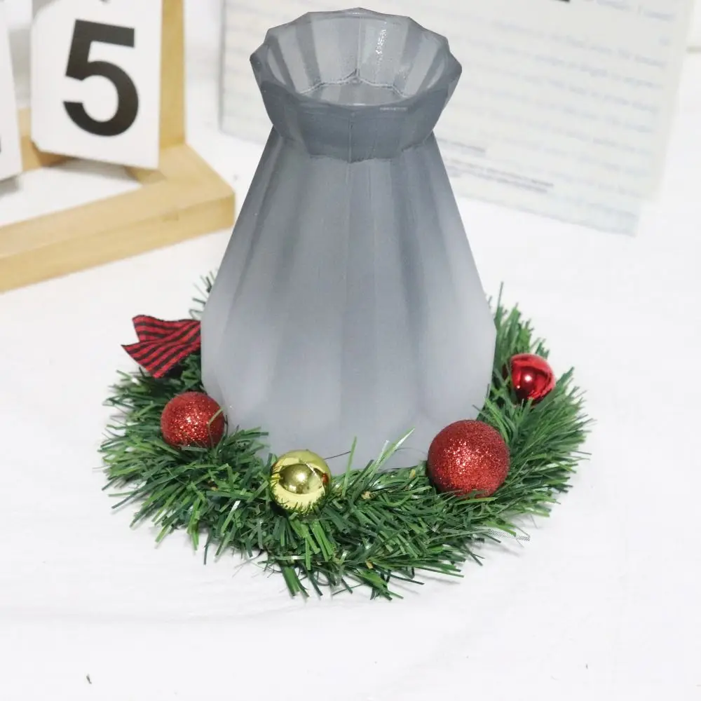 2pcs With Christmas Ball Christmas Wreath Pendant Artificial Exquisite Grid Bow Wreath Simulated Reusable Hanging Ornament