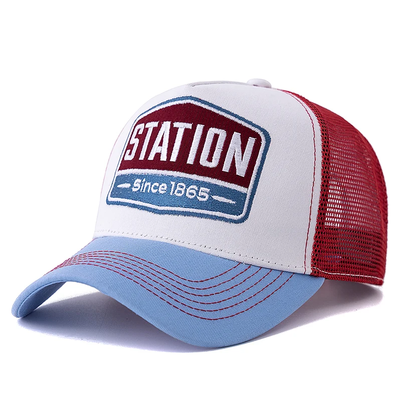 Heißer Verkauf Unisex Baseball Kappe Klassische STATION Brief Muster Mesh Cap Männer Und Frauen Atmungsaktive Streetwear Sommer Trucker Hut