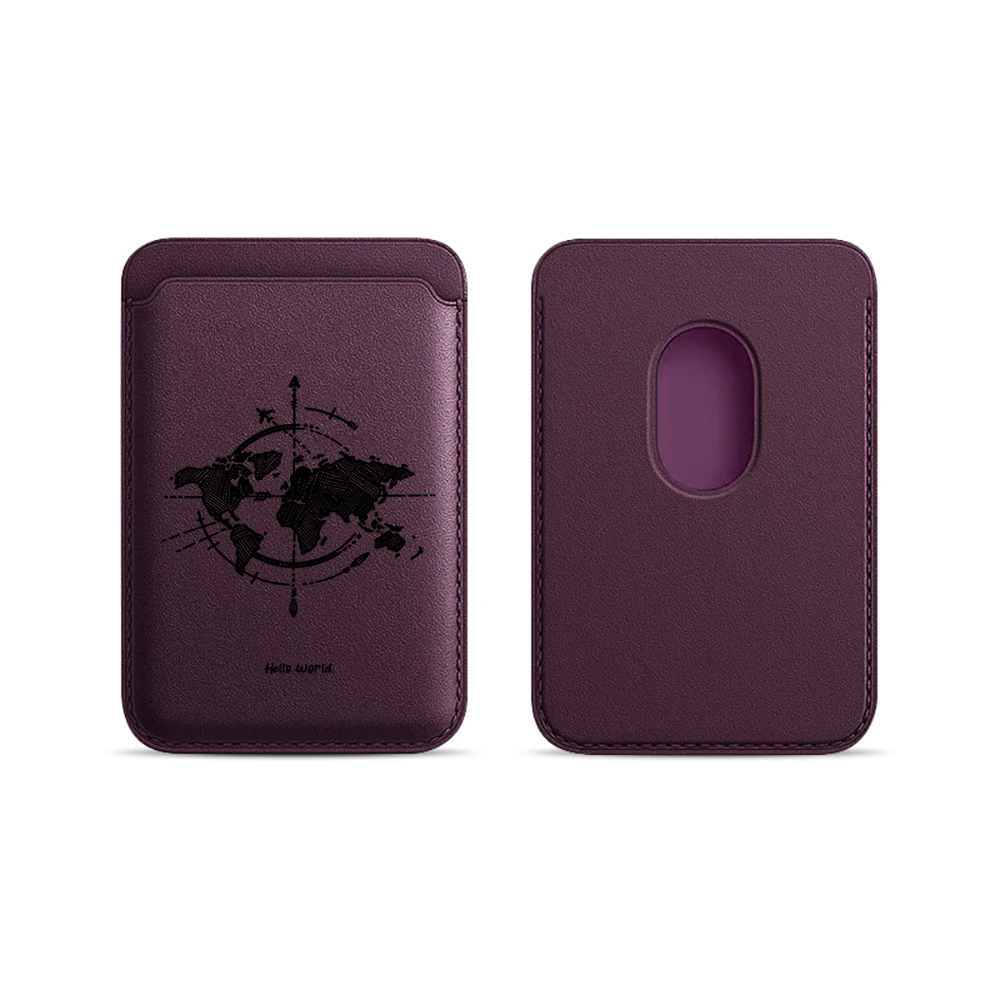 Minimalistisches Weltkarten-Leder-Kartenetui Handy-Kartenhalter für Magnetische Hülle Geeignet für alle iPhone Magsafe Karten-Handy-Rückseiten-Taschen – Detail 12