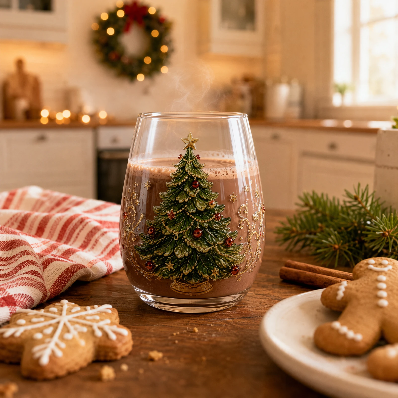 Christmas Atmosphere Whiskey Glass Santa for SNOWMAN Reindeer Festive Holiday Cocktail Glassware Cup Gift
