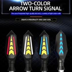 LED Motorcycle Turn Signals Light Super Bright Arrow Flowing Water Blinker Light White/Red/Blue + Yellow LED Indicators Light