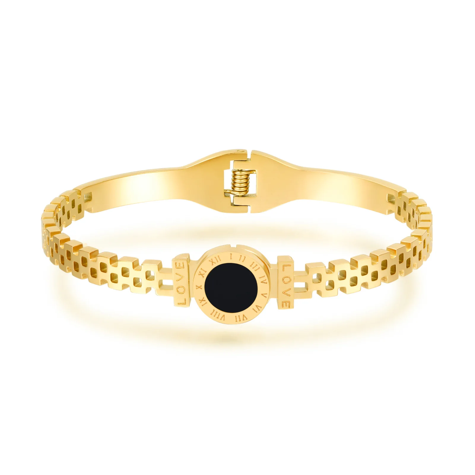Unique Design Stainless Steel Roman Bracelet Gold Titanium Steel Stylish Minimalist Jewelry Holiday Gift