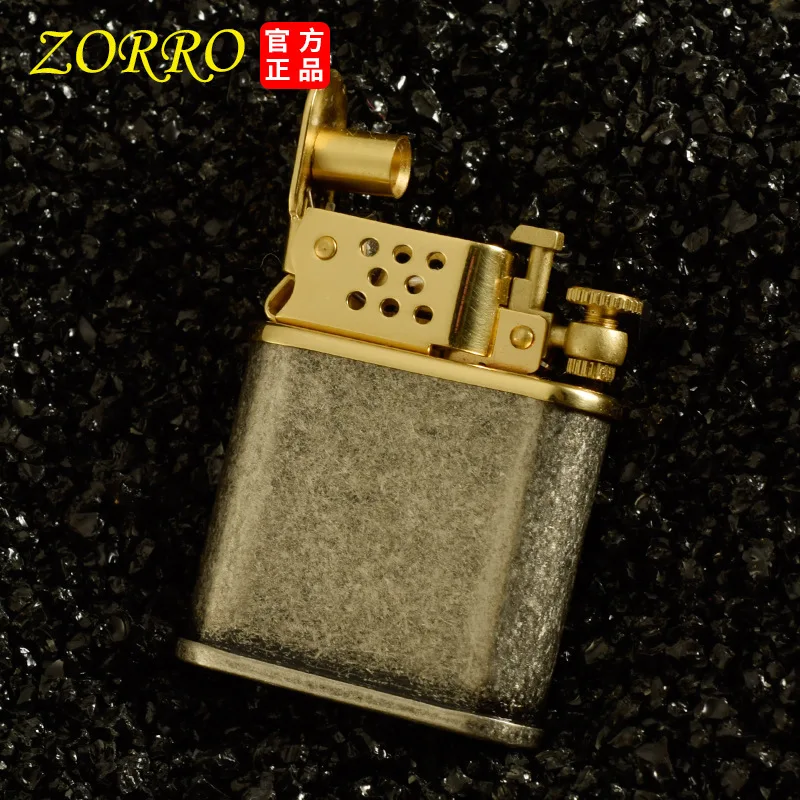 ZORRO Brass Windproof Kerosene Lighter Automatic Ejection Ignition Pure Copper Lighter Retro Gift Men\'s Smoking Accessories