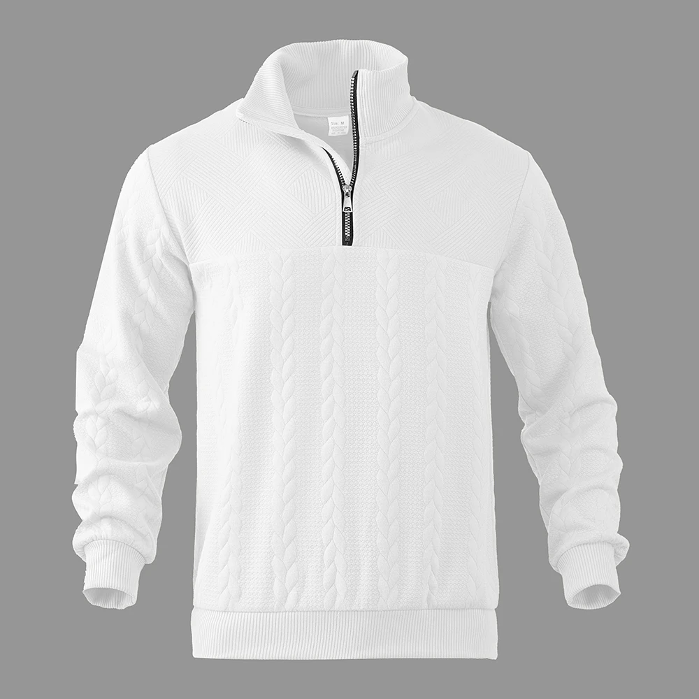 

Jacquard Sweatshirt Men's Spring & Fall Trendy Brand Handsome Versatile Shirt Collar Long-Sleeved T-Shirt Henry Long-Sleeved Casual Sweatshirt Men's Clothing