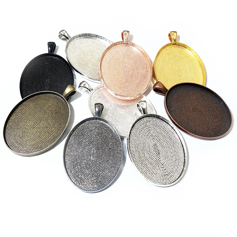Nowa moda 5 sztuk 30x40mm wewnętrzny rozmiar 8 kolory Plated prosty styl Cabochon baza ustawienie Charms wisiorek (