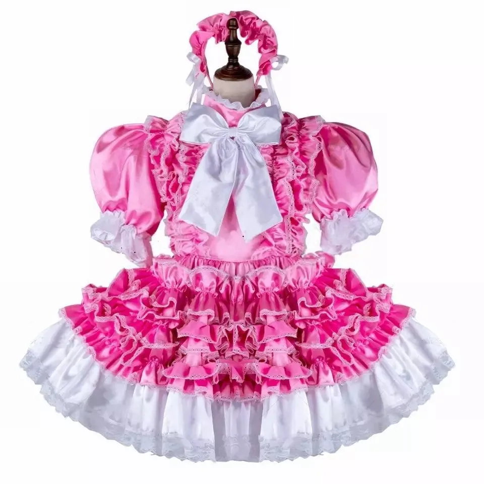 

Sissy Girl pink lockable dress French maid cosplay Costumes Tailor-made