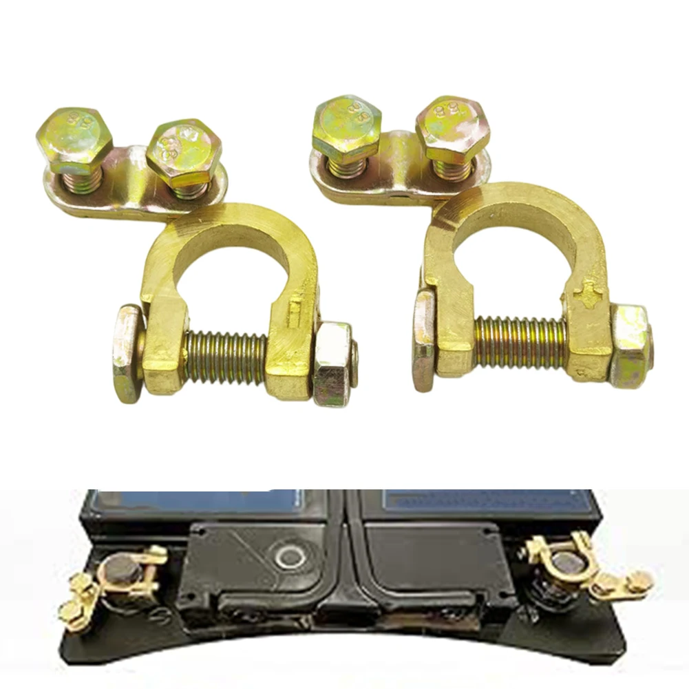 2 Pairs Pure Copper Battery Clamps for Automotive Applications Featuring Color Coded Red Black and Polarity Marks