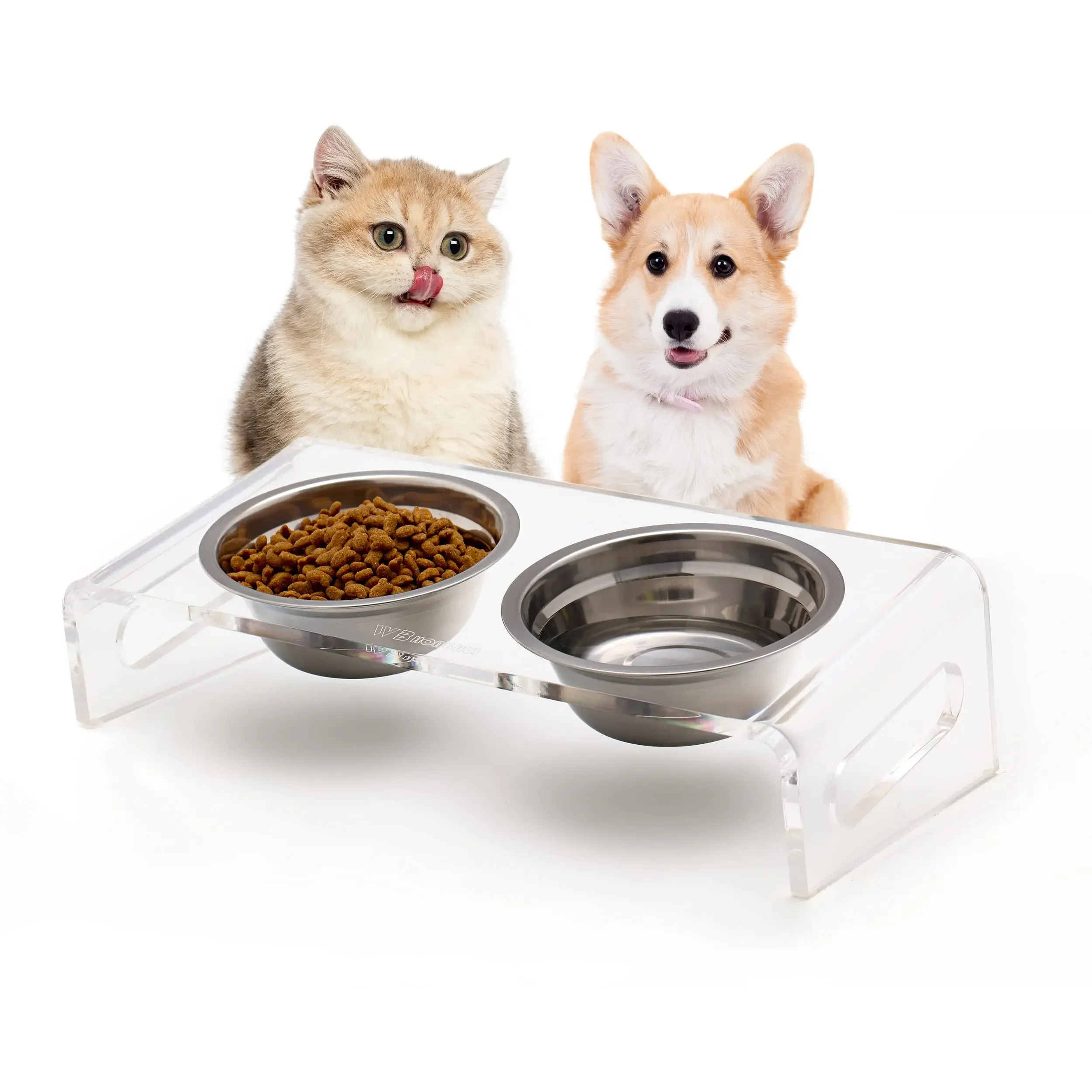 

Hot Sale Elevated Cat Dog Bowls Raised Pet Bowl Clear Acrylic Feeder Stand For Small Dogs Cats