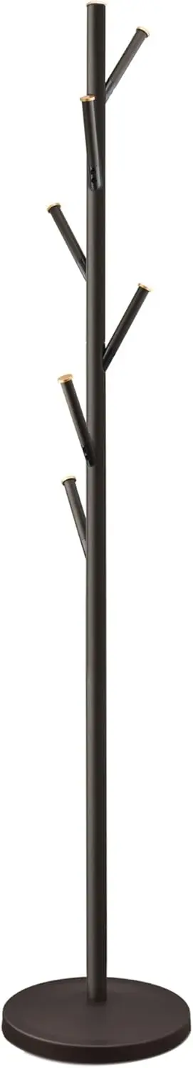 

Addison 68" Modern Standing Coat Rack with 6 Hanging Hooks, Sleek Metal Coat Stand with Weighted Base and Gold Accents,