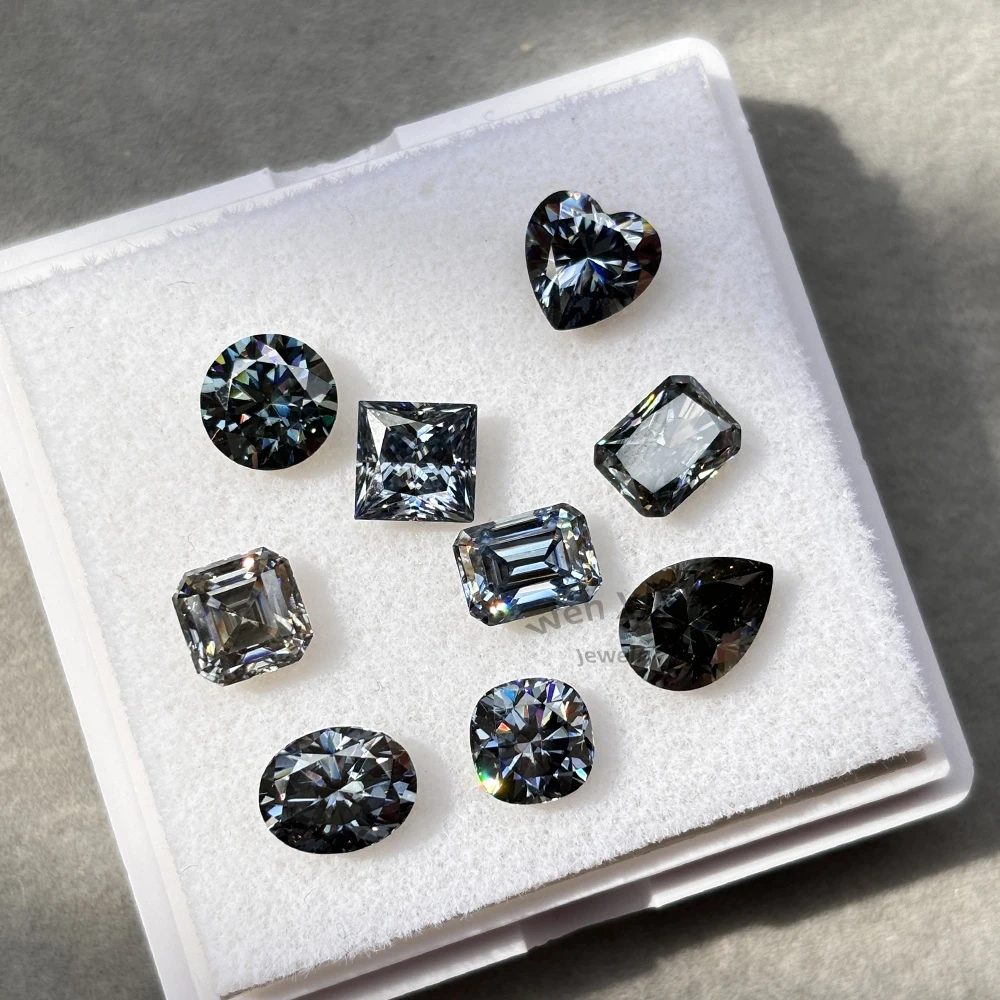 Multiple shapes Loose Moissanite Stone Gemstone Grey Color VVS1 Bright 0.5-5ct With GRA Certificate Best Quality
