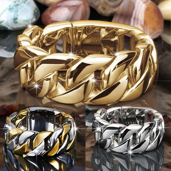 Luxury Mens Jewellery Hip Hop Punk Stainless Steel Rings for Men Cross Twist Chain Gold Color Jewelry for Women Anillo Hombre