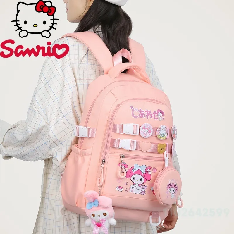 Sanrio Cute Backpack Kuromi Melody Lightweight Large Capacity Adjustable Straps Foldable Design Casual Outings Travel School