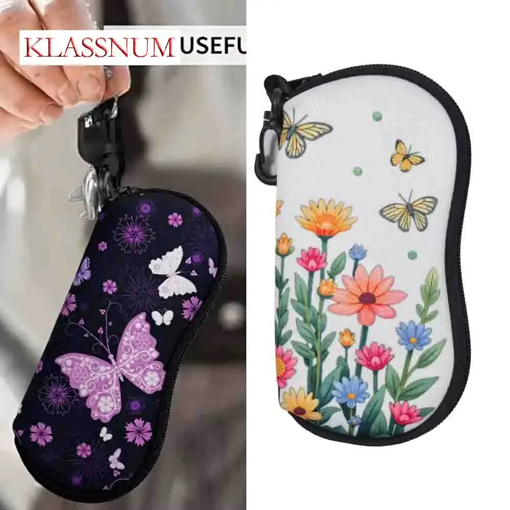 KLASSNUM Sunglasses Case Vintage Bird Butterfly Fashion Design Sunglasses Case Shockproof Spectacle Box Zipper Women Protector