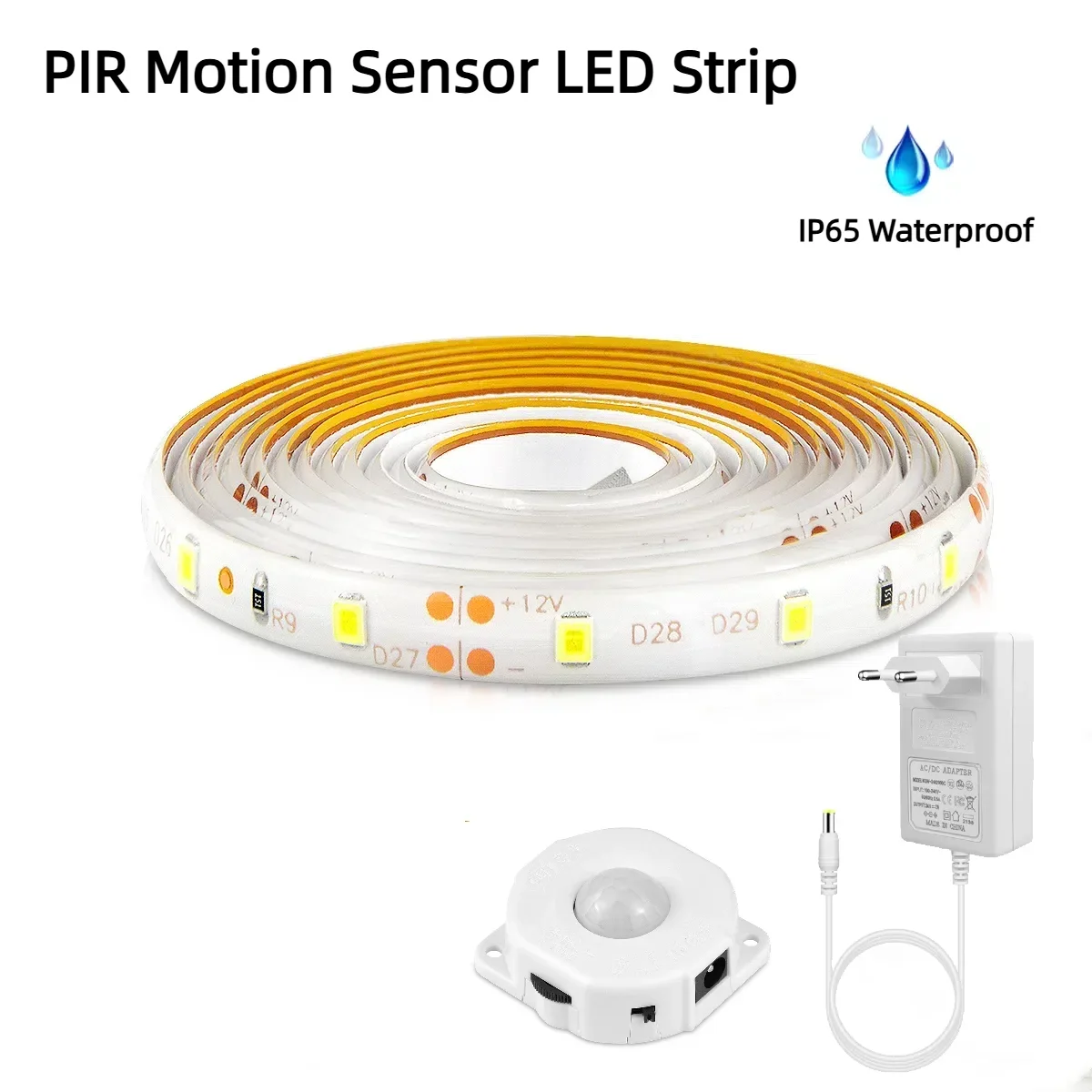 Smart PIR Motion Sensor LED Strip Light SMD 2835 Delay Time Adjustable IP65 Waterproof DIY Cuttable Tape For Bedroom Cabinet