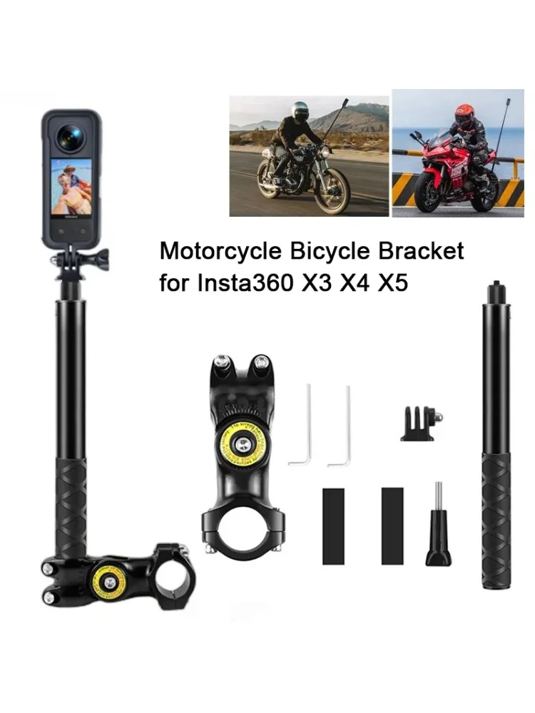 AliExpress DIXSG for Insta360 X3 X4 X5 Motorcycle Bicycle Bracket Invisible Selfie Stick for GoPro Hero13 12 11 10 DJI Action Cameras Accessories