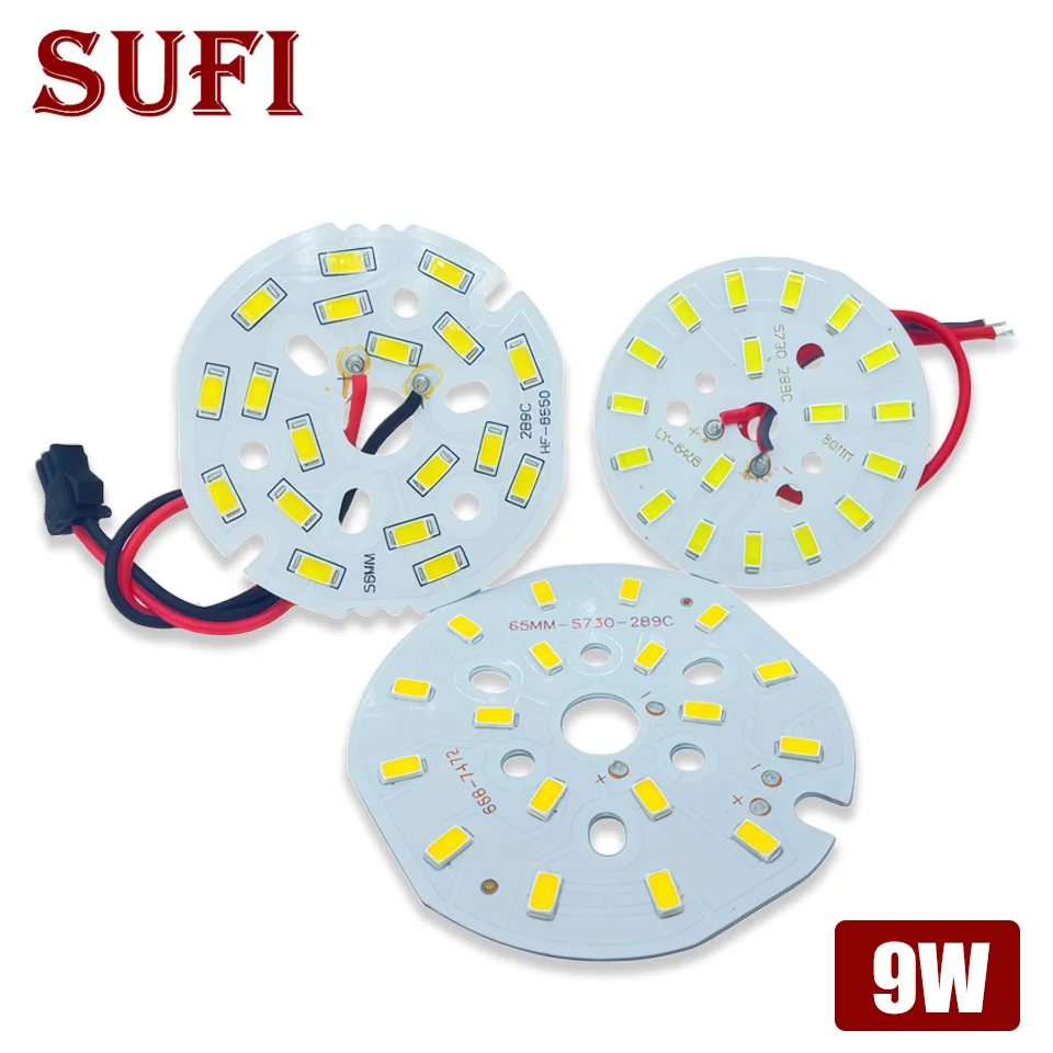 5pcs 9W SMD5730 SMD2835 LED PCB Panel Light Lamp Beads 50mm 55mm 65mm PCB White Natural White Warm White Round Ceiling Lights