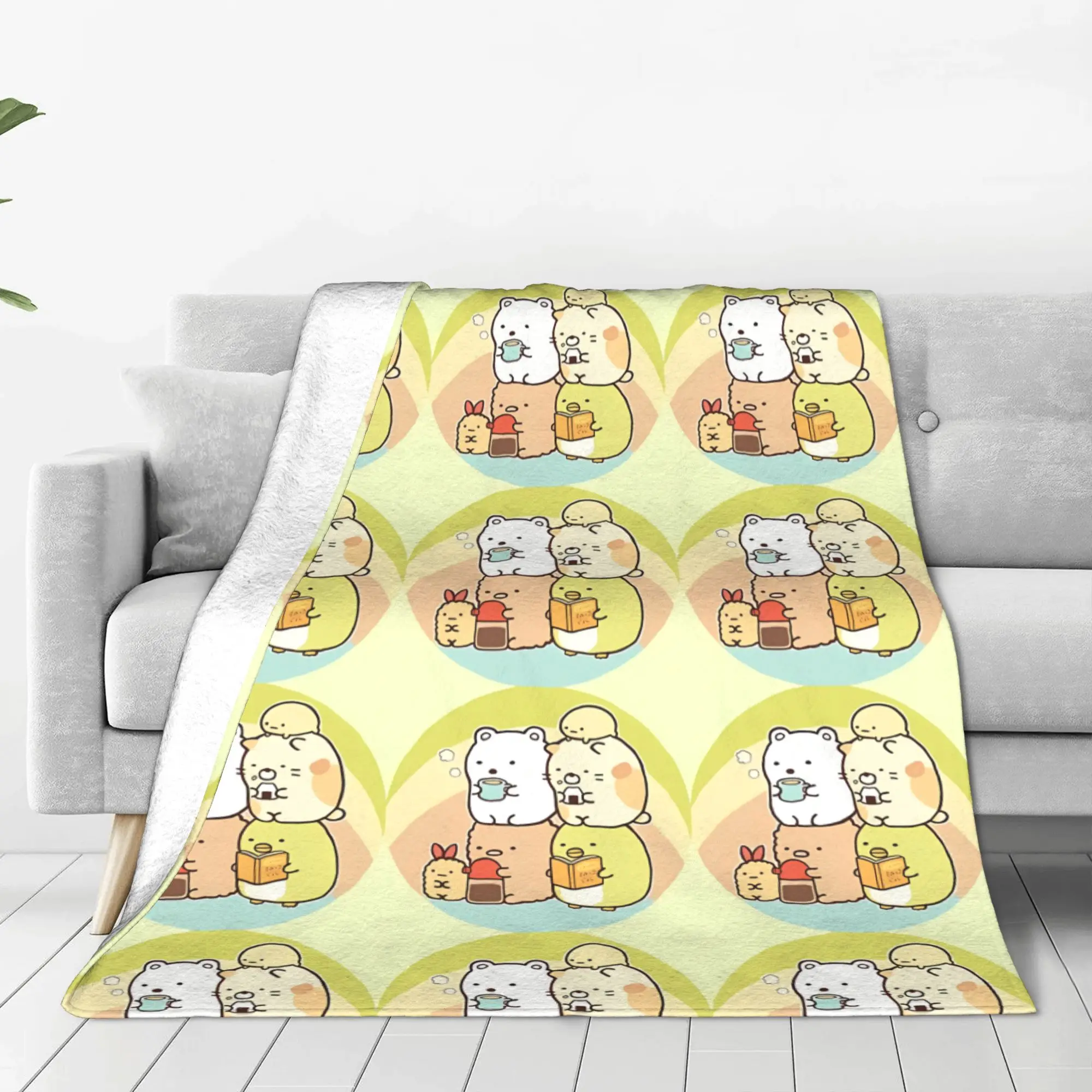 1PC Home Cutecore Kawaii Sumikko Gurashi Blanket Super Cosy Plush Home Living Room Sofa Halloween