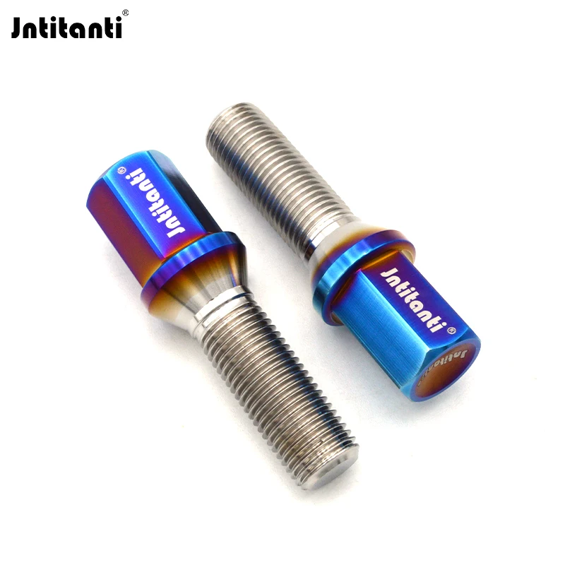 Jntitanti Long head Gr5 titanium wheel bolt screw  M14x1.5x28/35/38mm cone seat  for Maserati Renault VW AUDI,BENZ