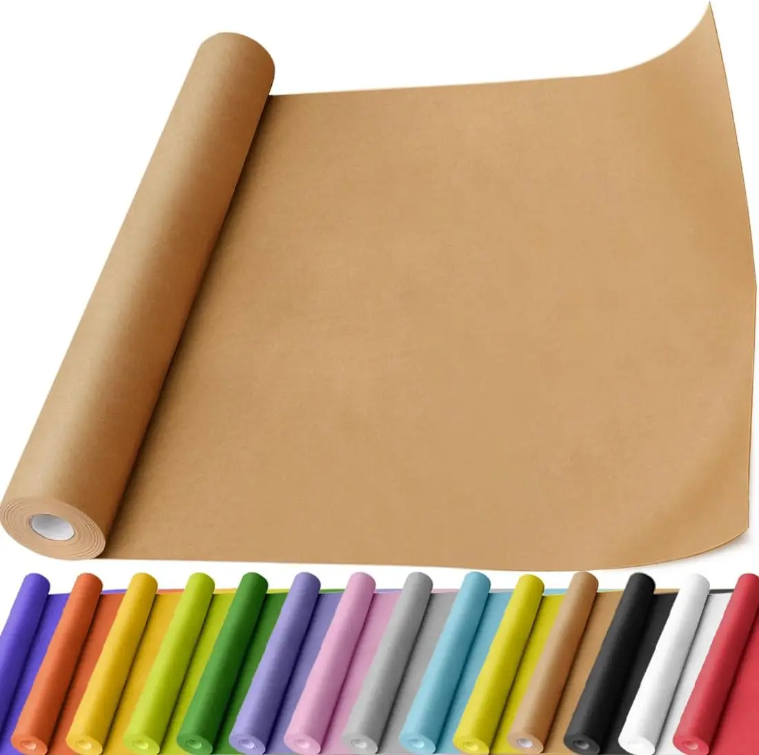 

Kraft Paper Roll 17.5" x 50' for Gift Wrapping Bulletin Board Craft Art Bouquet Packing Moving Floor Covering 70GSM