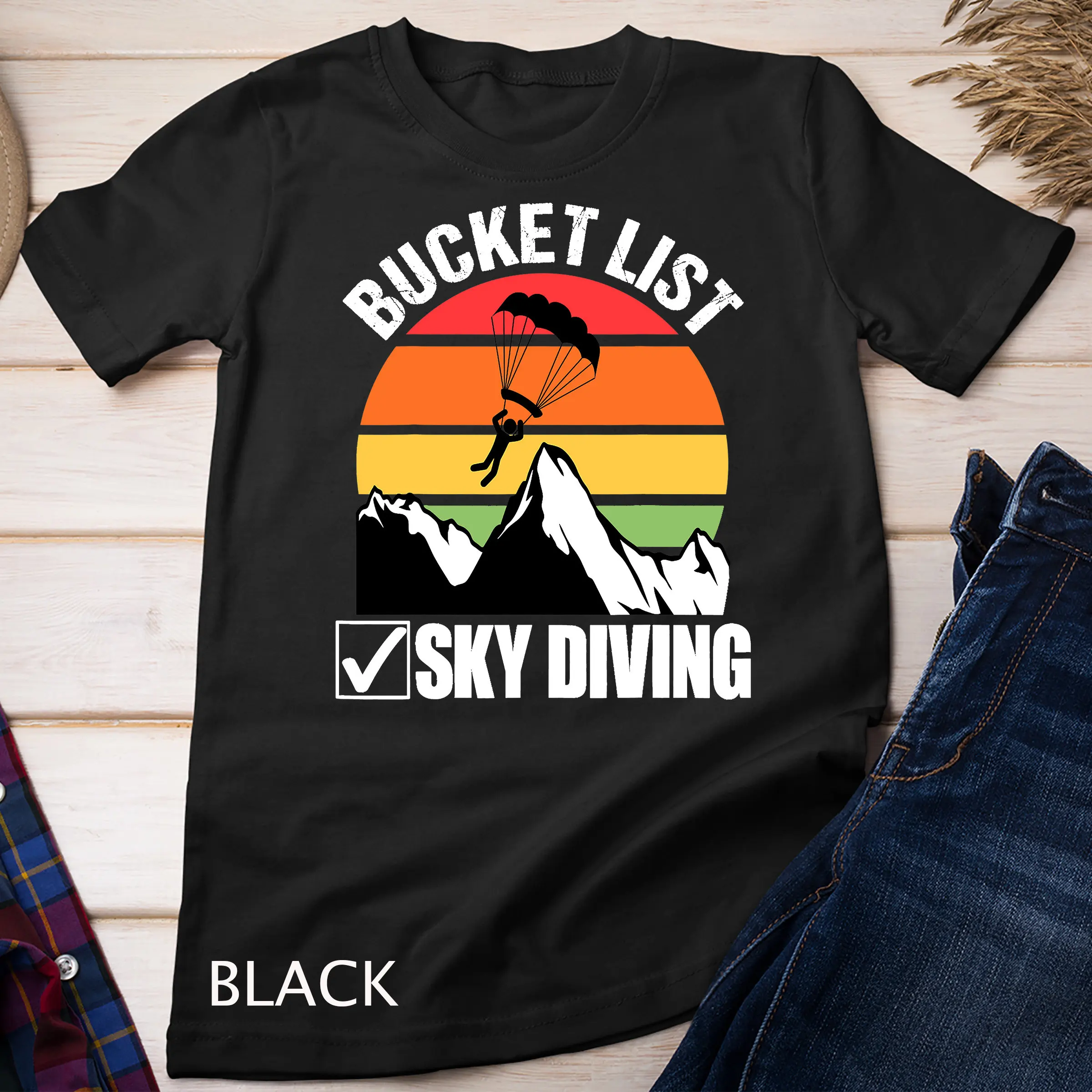Wish List: Aviation Skydiving, Retro Skydiving, Skydiving Parachute, T-shirt, Sports Shirt, Men's and Women's Compatible