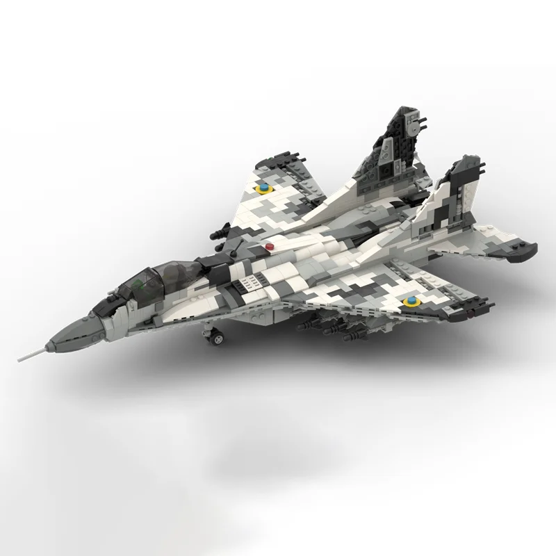 

1325PCS 1/35 Scale Ukraine MiG-29 The Ghost of Kyiv Fighter Assembly Moc DIY Education Building Blocks Aircraft Model Collection