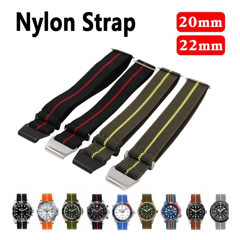 Nylon Watch Band for Samsung Galaxy Watches 3 41 45mm Strap for Amazfit 20mm 22mm Elastic Nylon Troops Parachute Bag Watchband